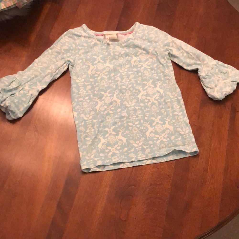 Balloon sleeve 3/4 deer print top